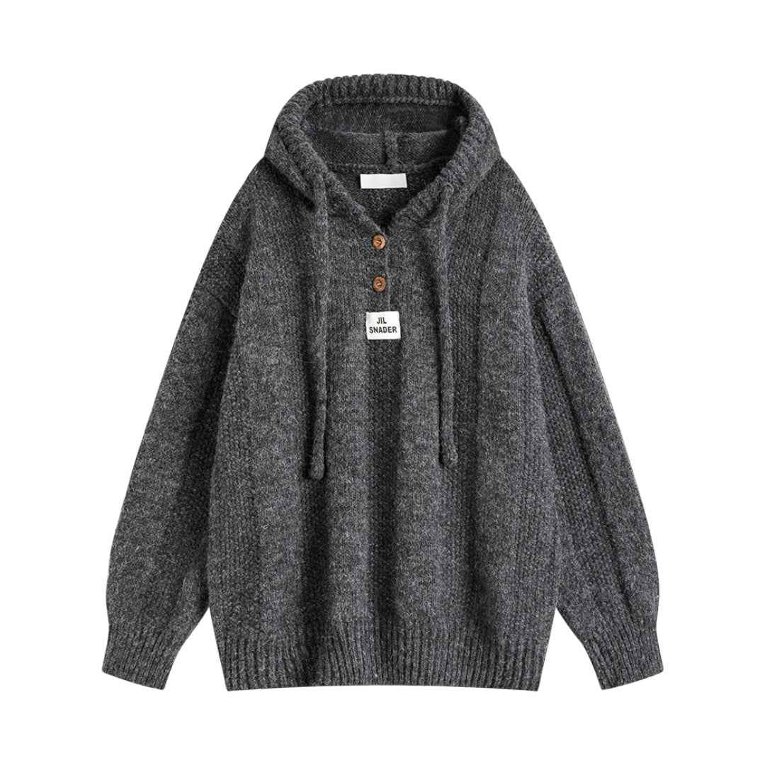 Elegant Hoodie Knit Cardigan|フーディー ニットカーディガン