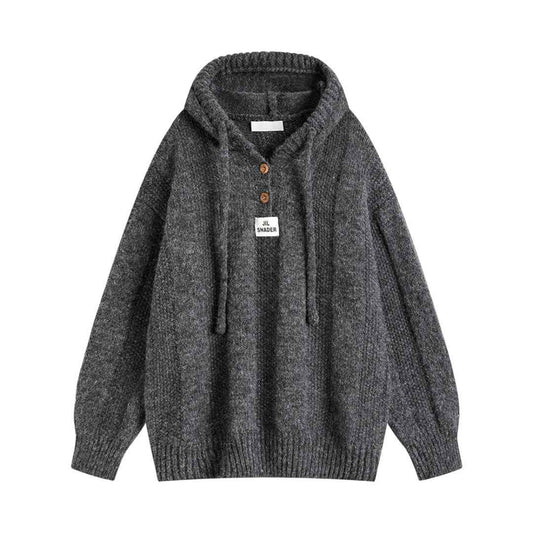 Elegant Hoodie Knit Cardigan|フーディー ニットカーディガン