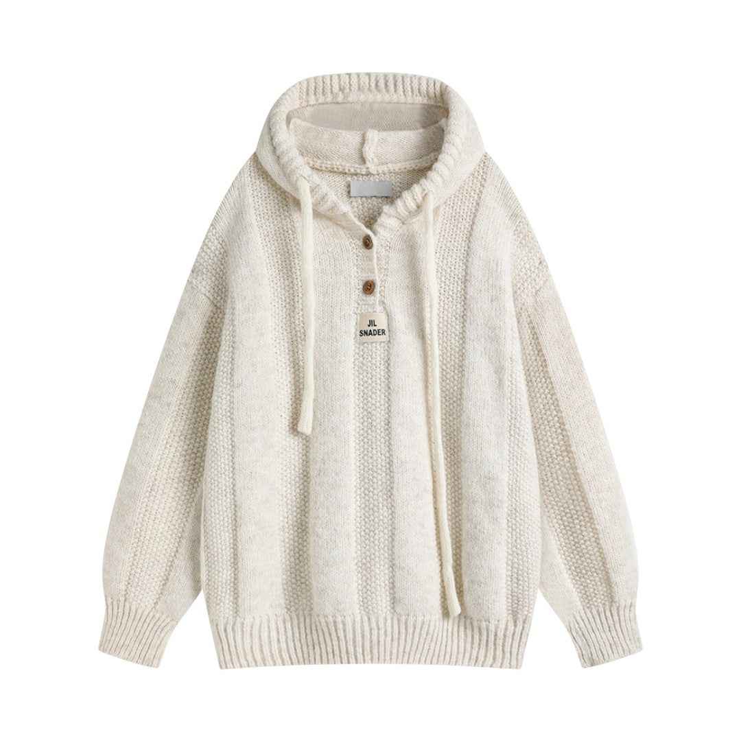 Elegant Hoodie Knit Cardigan|フーディー ニットカーディガン