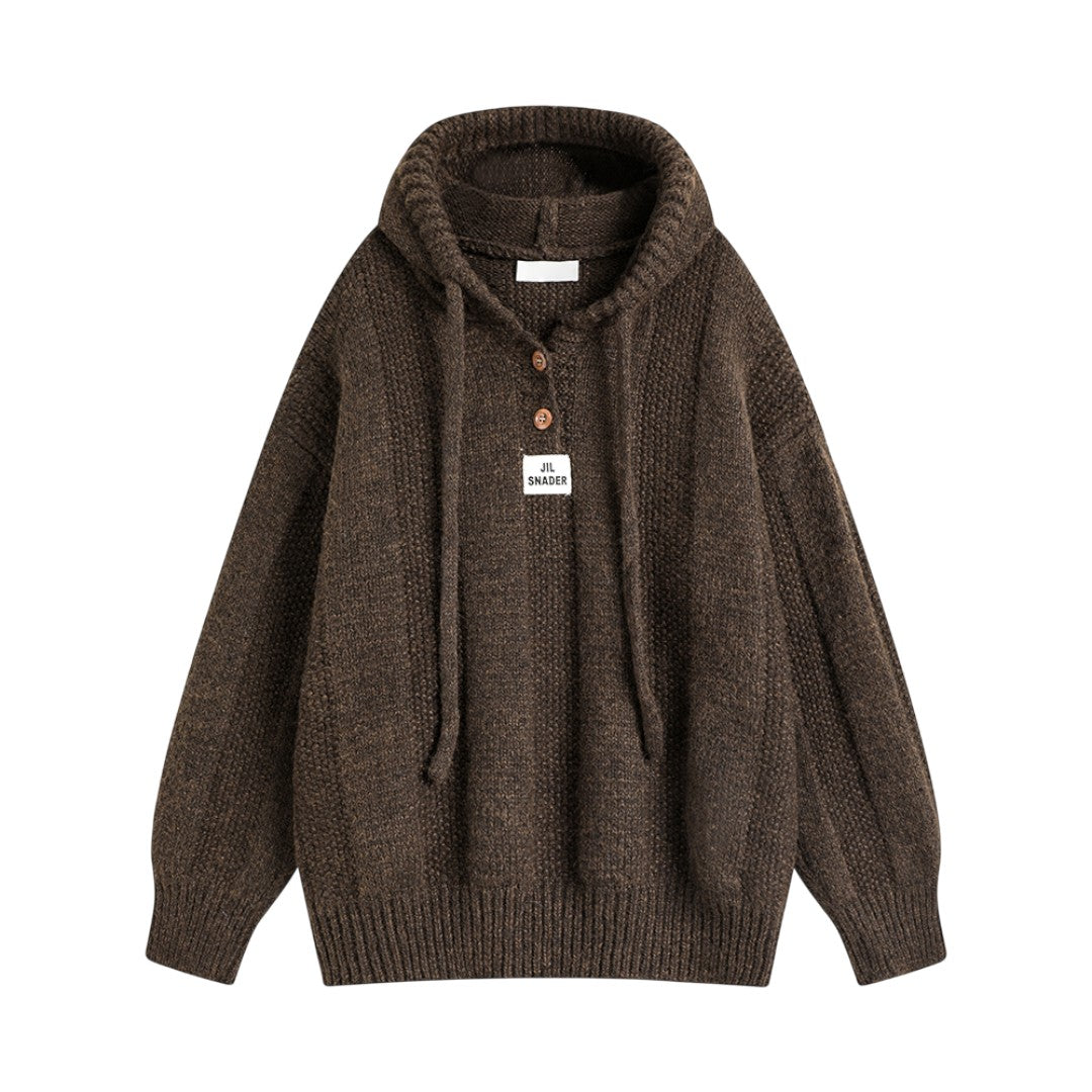 Elegant Hoodie Knit Cardigan|フーディー ニットカーディガン