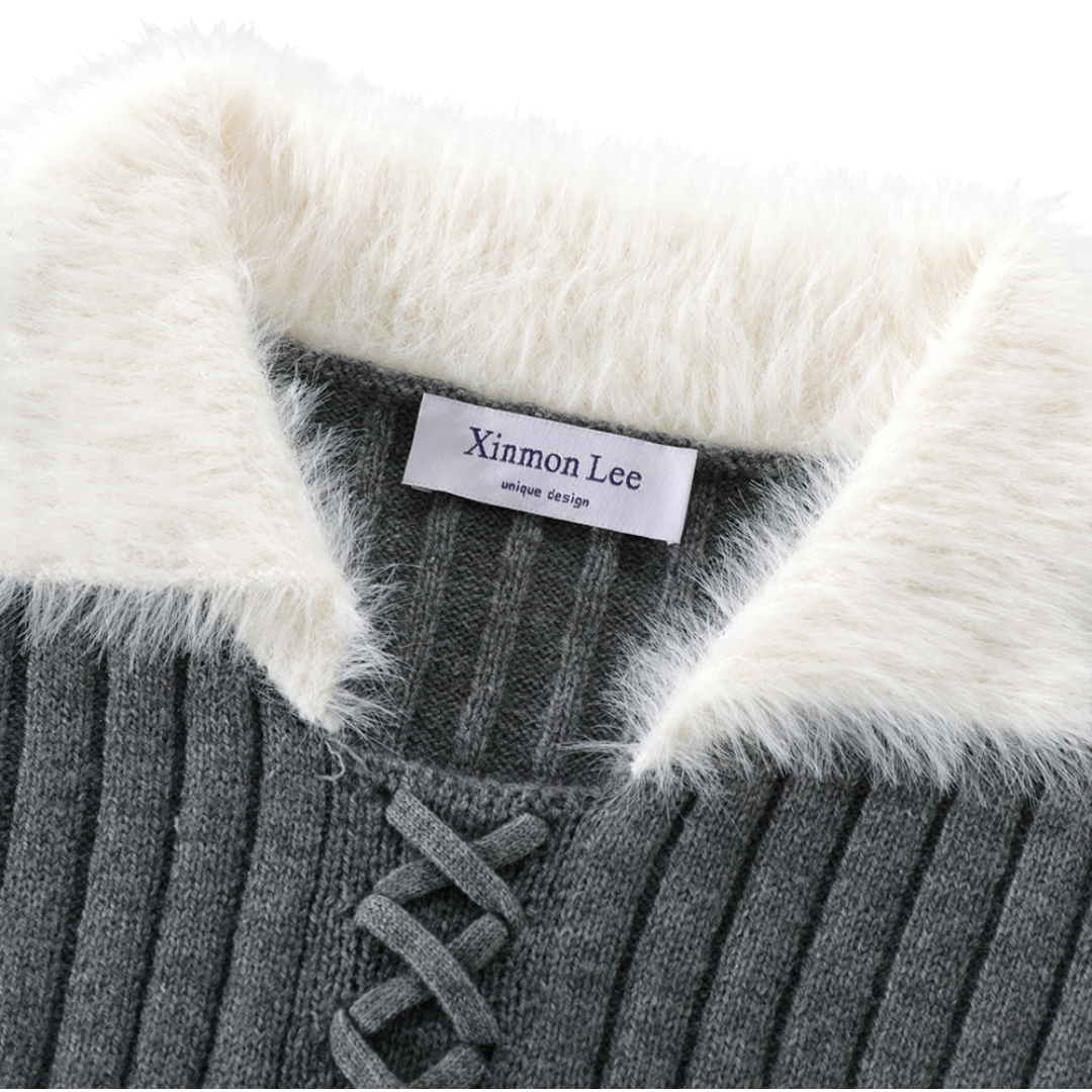 Designer Premium Knit アシンメトリー フリンジニット