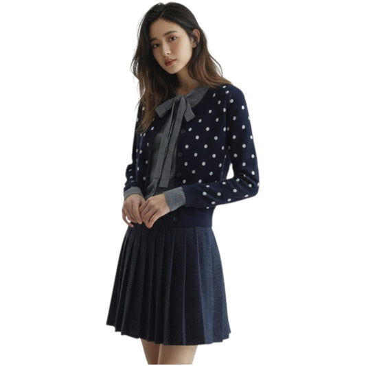 French Retro Polka Dot Bow Knit - フレンチレトロな雰囲気が漂う全身スタイリング
正面アップ