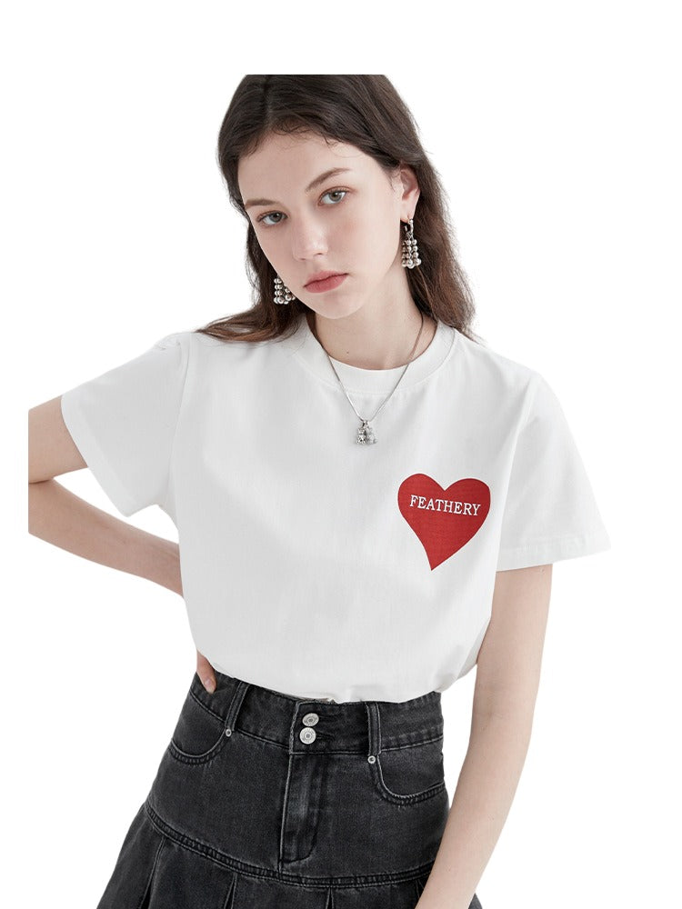 One Point Heart Short Sleeve Tee