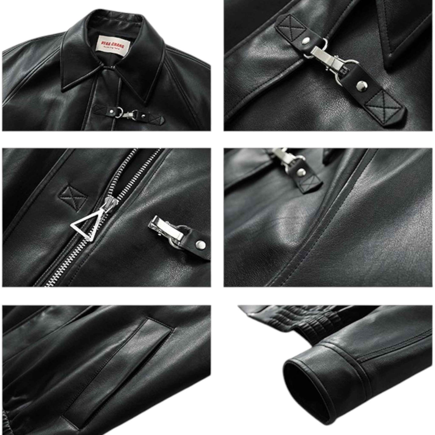 Timeless Elegance | ノーカラー レザージャケット レディース