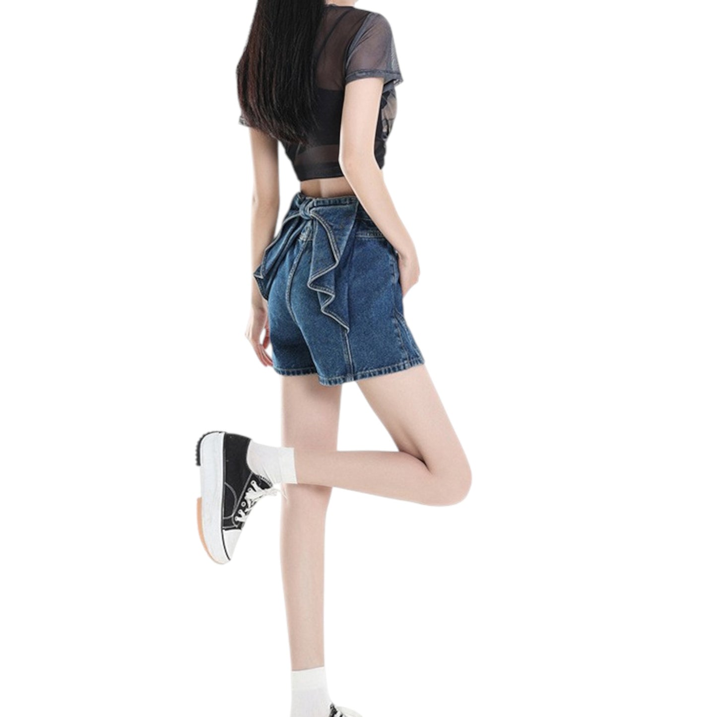女性 ファッション オシャレ 通販 高級感 リボン ジーンズ ショートパンツ