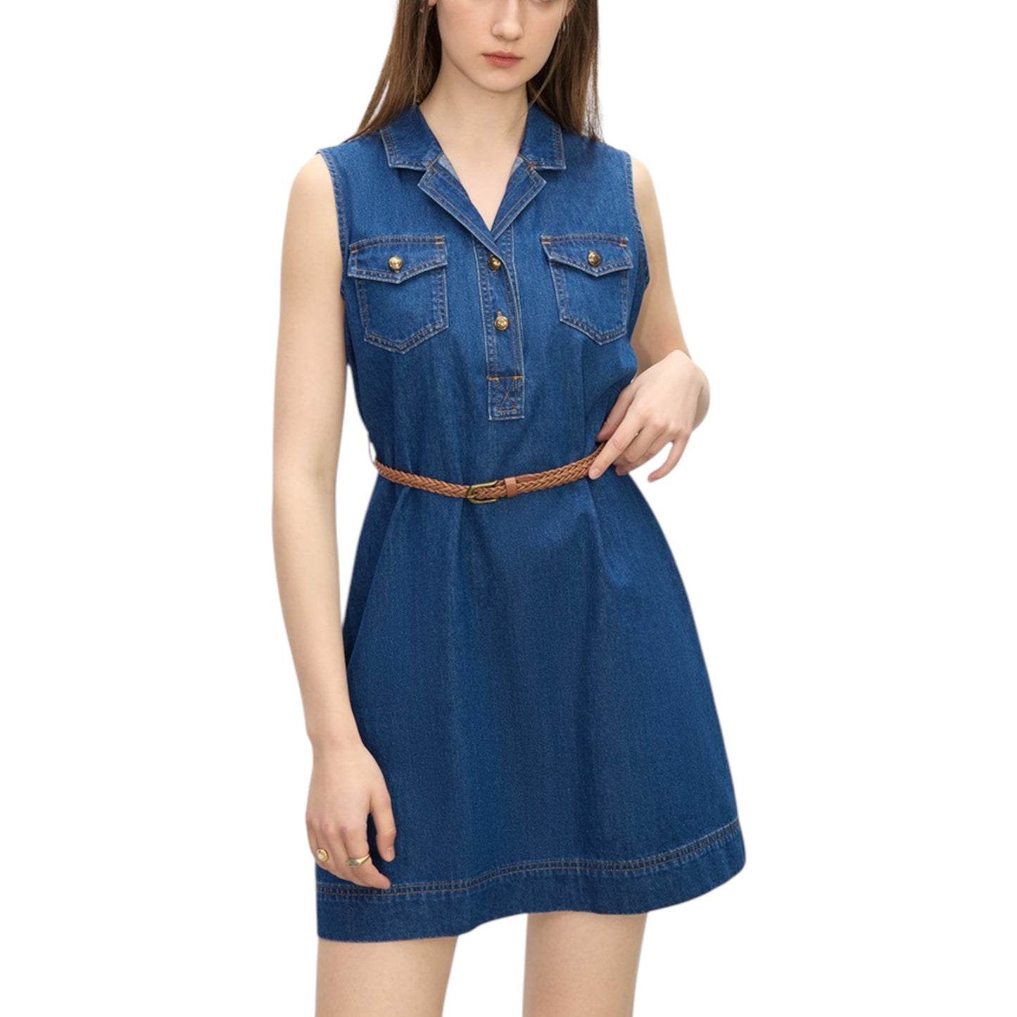 woman レディース 服 ファッション オシャレ 通販 ノースリーブ デニムベスト ドレス