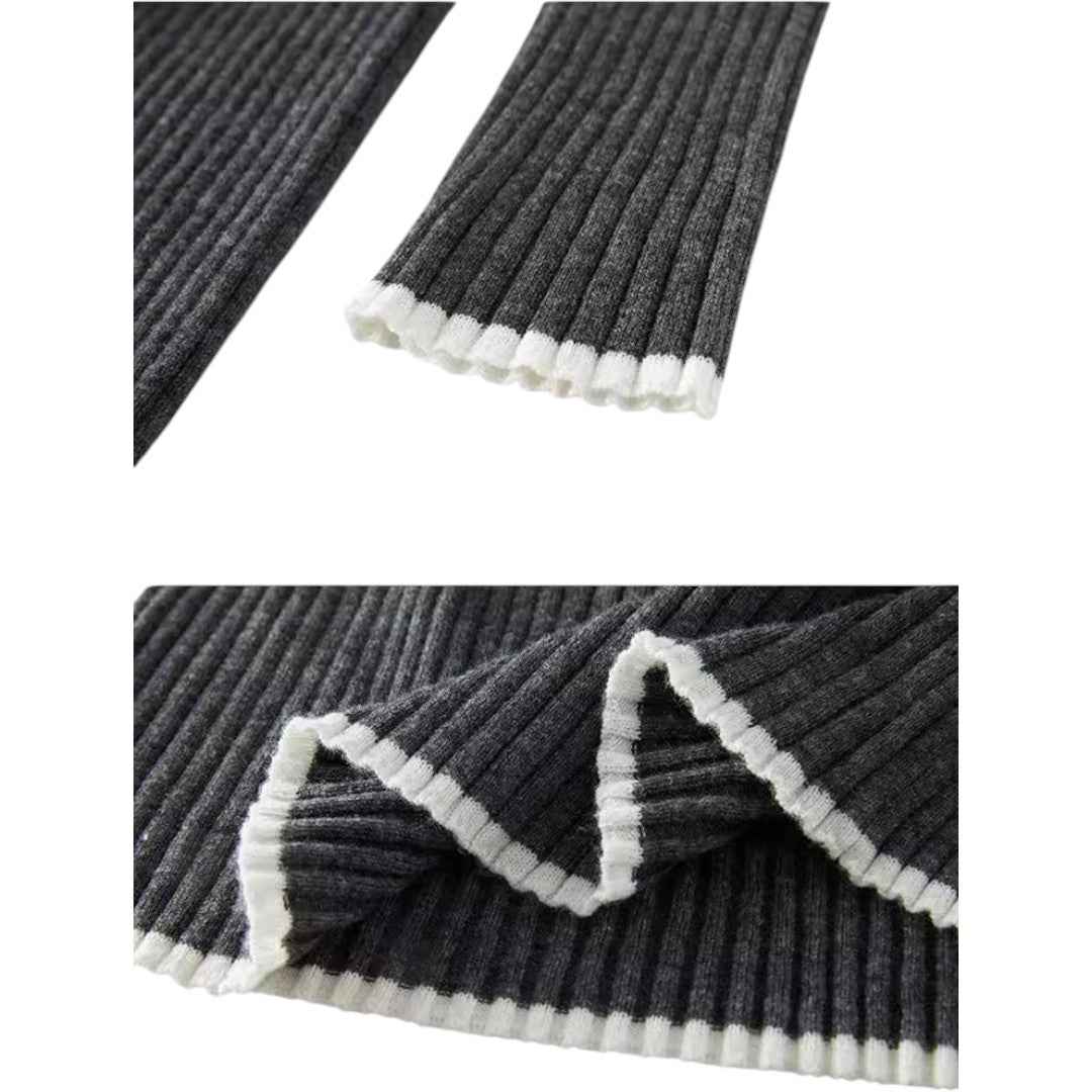 Knit Contrast Dress Slim Skirt ニット コントラスト ドレス スリム スカート