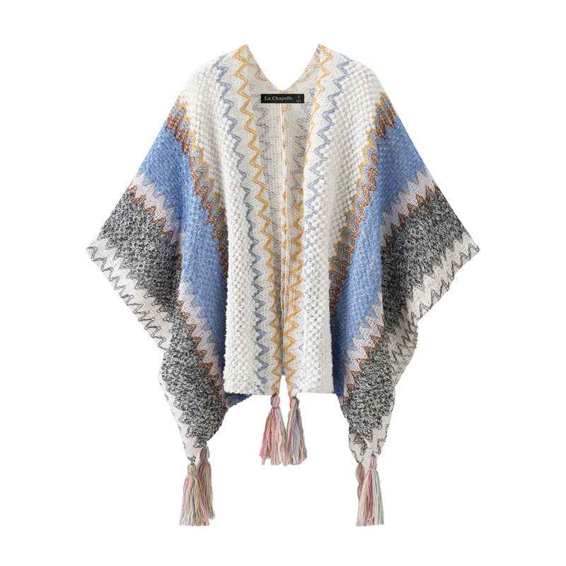 Luxe Cape | エレガント フリンジ ニットケープ