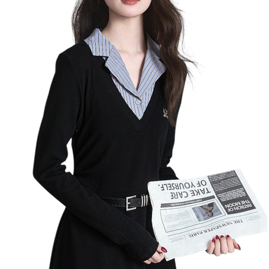 フレンチレトロワンピースの胸元とウエスト部分のアップ。上品なデザインとボタンのディテール。