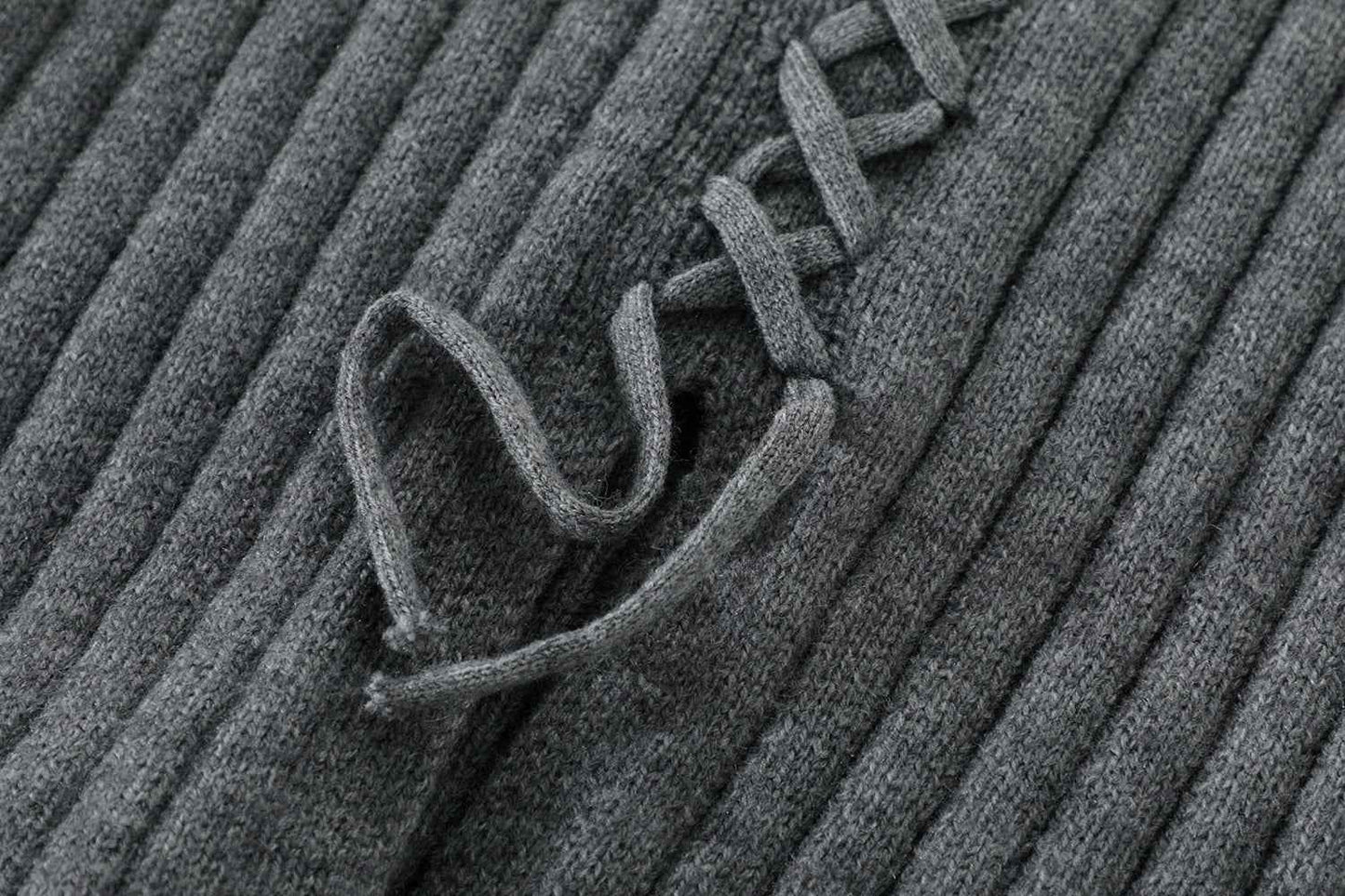 Designer Premium Knit アシンメトリー フリンジニット