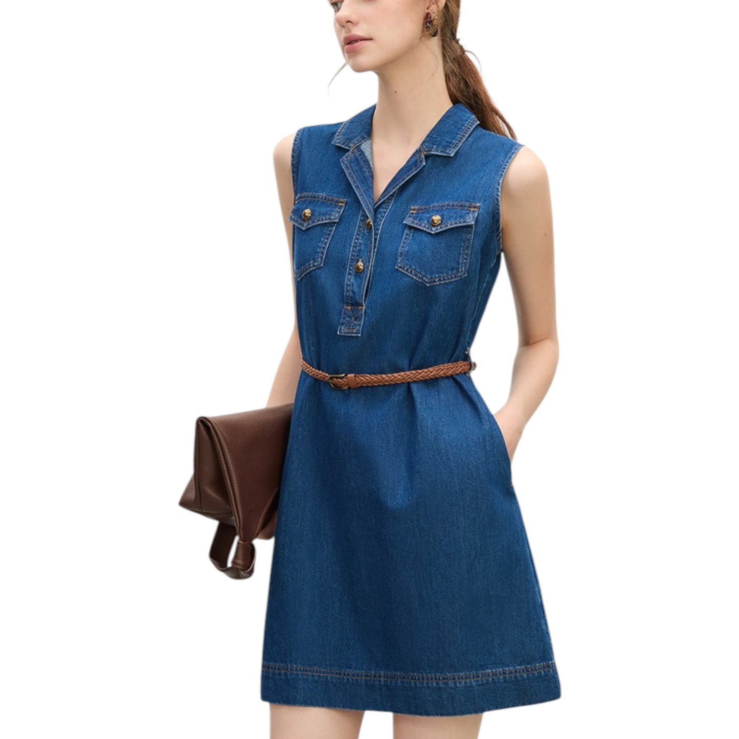 woman レディース 服 ファッション オシャレ 通販 ノースリーブ デニムベスト ドレス