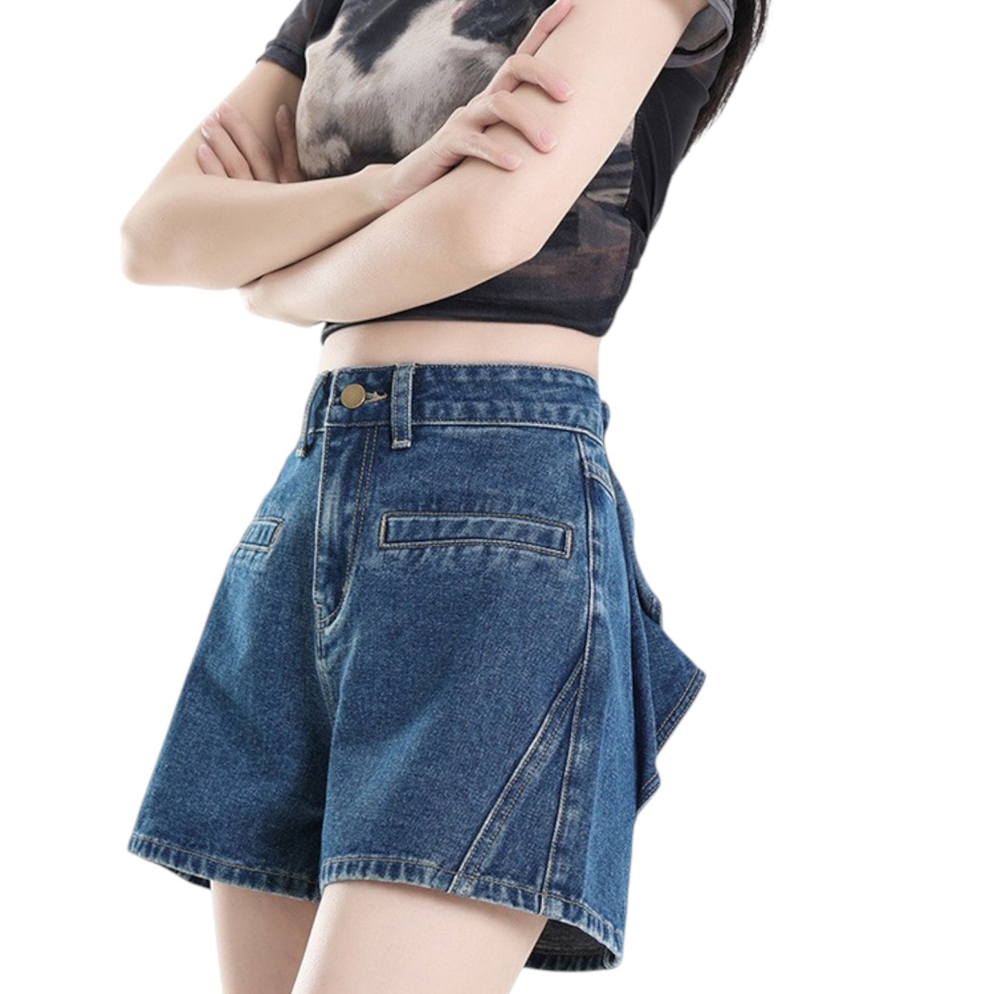 女性 ファッション オシャレ 通販 高級感 リボン ジーンズ ショートパンツ