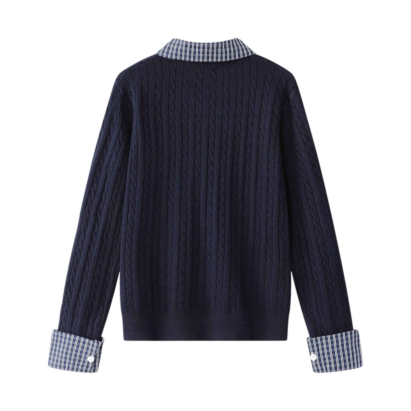 Classic Academia | チェック襟 レイヤード ニットカーディガン