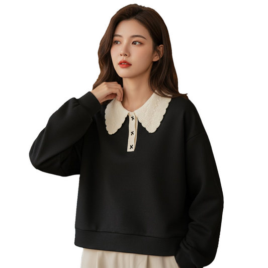 Elegant Zip Polo Sweatshirt | ポロ襟スウェット