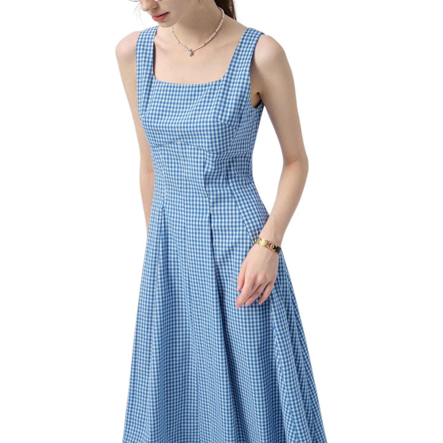フレンチシック チェック柄サスペンダー ロング ワンピース | French Plaid Dress