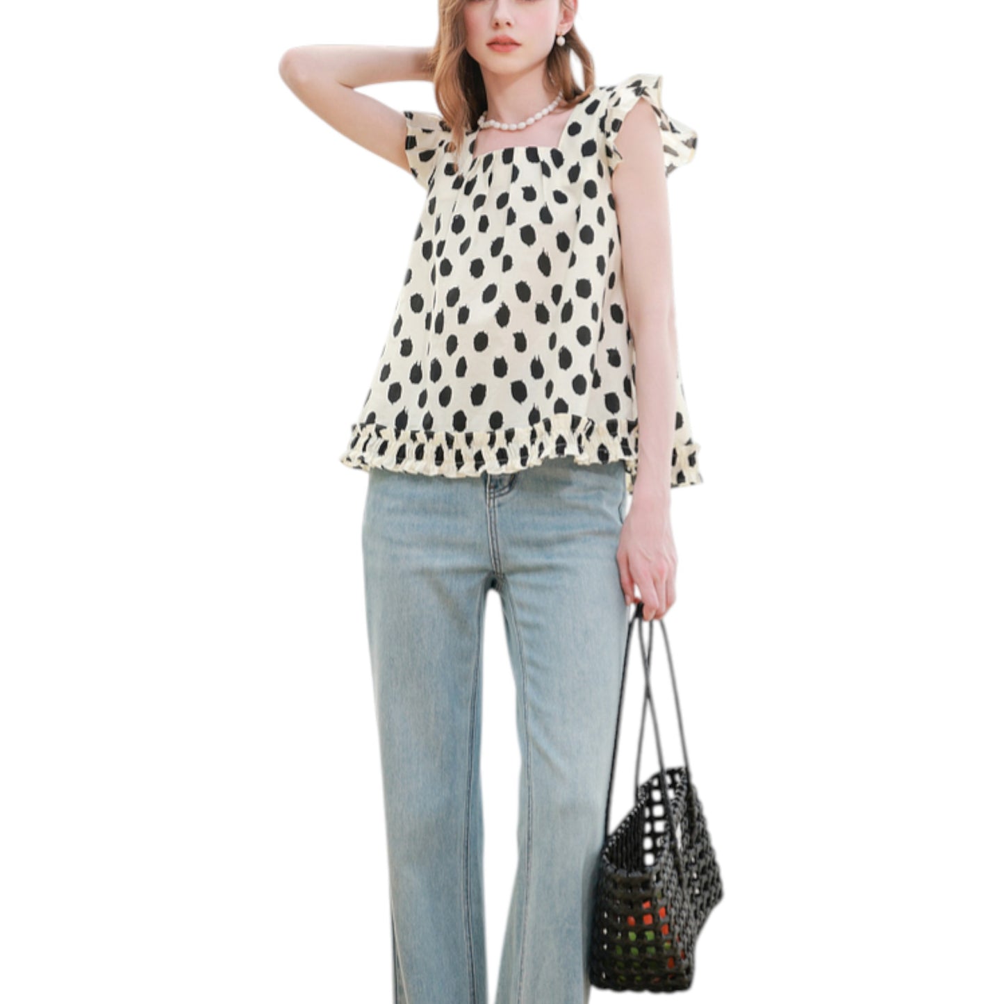 Trendy Square Collar Baby Shirt 2025 - Cotton Flying Sleeve Top 純綿フライングスリーブシャツ