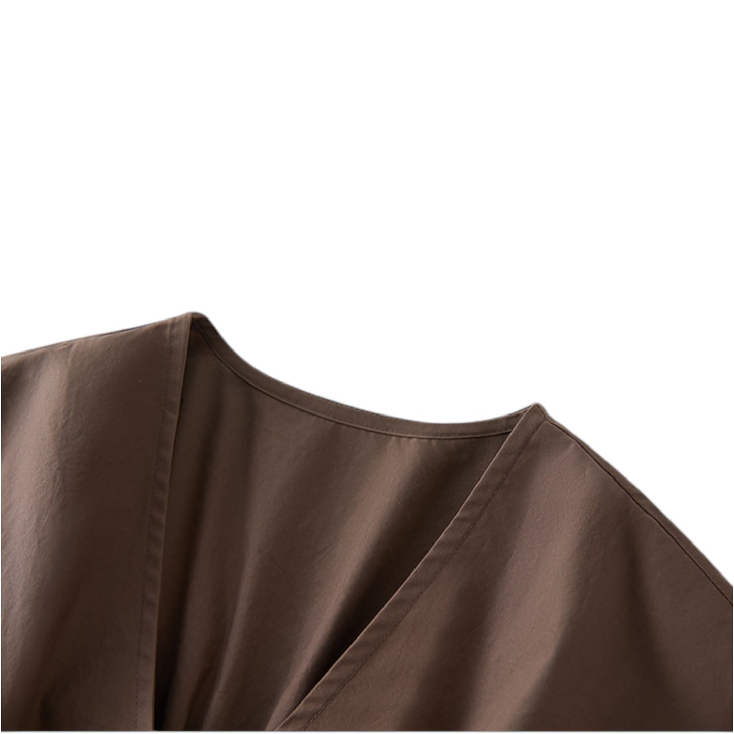 2025 Summer V-Neck Bow Tie Blouse Coffee Brown Office Shirt コーヒーカラー 通勤 シャツ