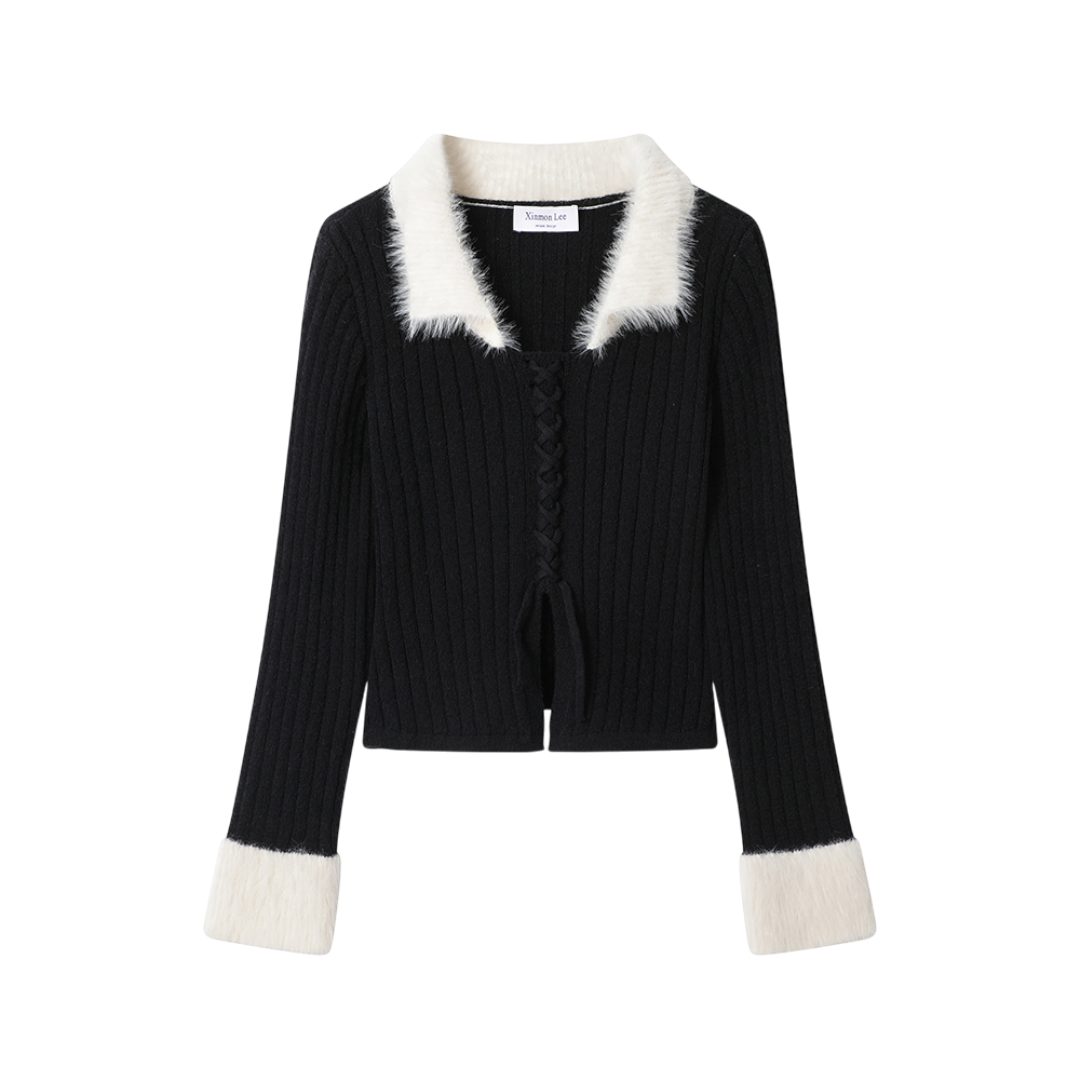 Designer Premium Knit アシンメトリー フリンジニット