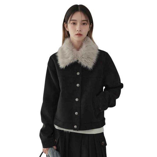 Eco-Fur Stand Collar Short Coat | エコファー ショートコート
