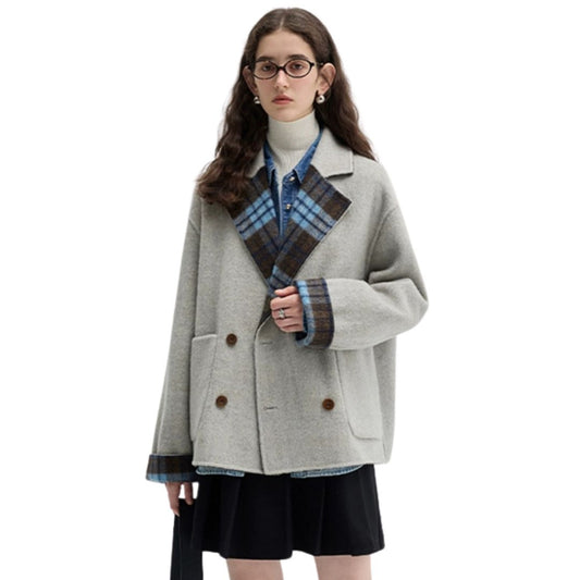 Wool + alpaca wool autumn/winter women's check reversible wool coat 羊毛+アルパカ毛　秋冬レディース チェックリバーシブルウールコート