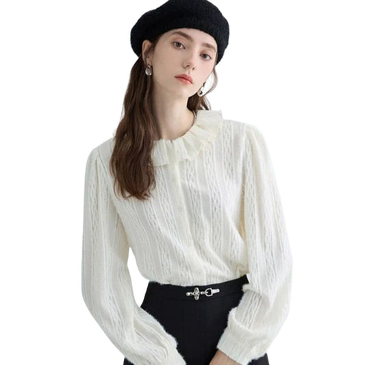 DOLL COLLAR LONG-SLEEVE KNIT SHIRT ドールカラー ロングスリーブ ニットシャツ