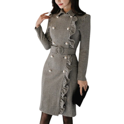 Dress formal houndstooth slim ワンピース フォーマル 千鳥格子 スリム