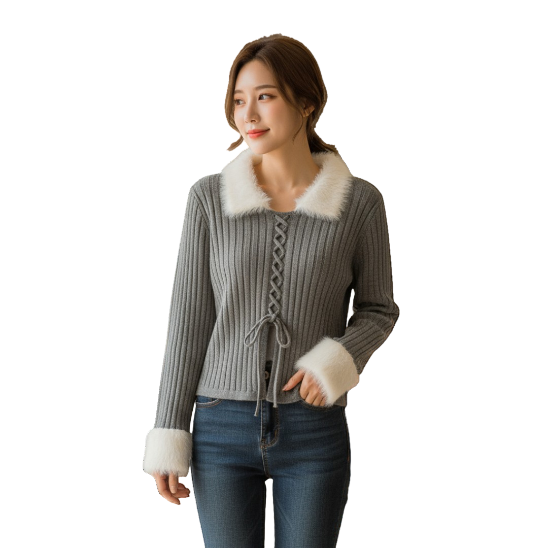 Designer Premium Knit アシンメトリー フリンジニット