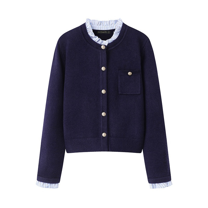 Fake two piece cardigan over sweater　フェイクツーピース カーディガン ゆったり セーター