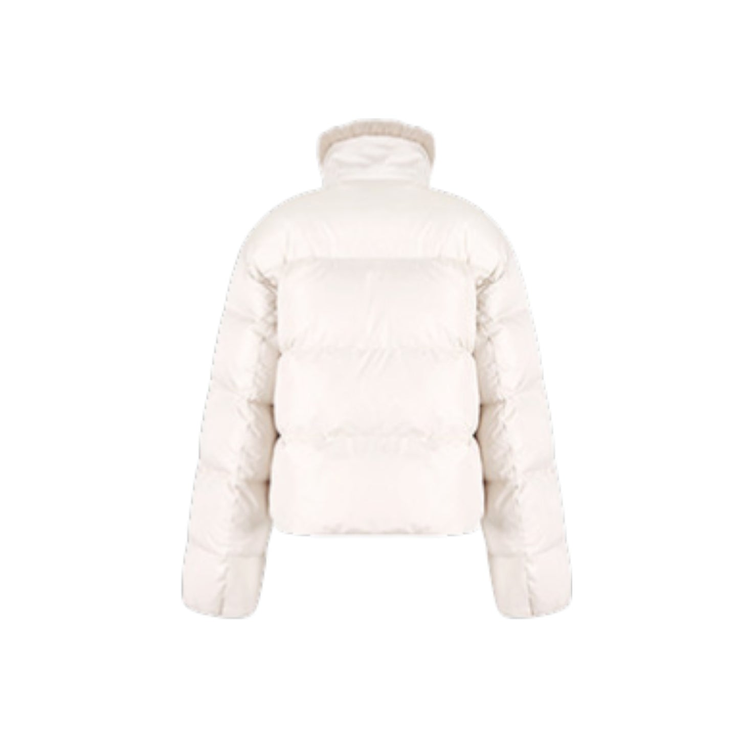 Fano 贅沢パフダウンジャケット バックスタイル：後ろ姿まで華やかに見せる配色切り替え