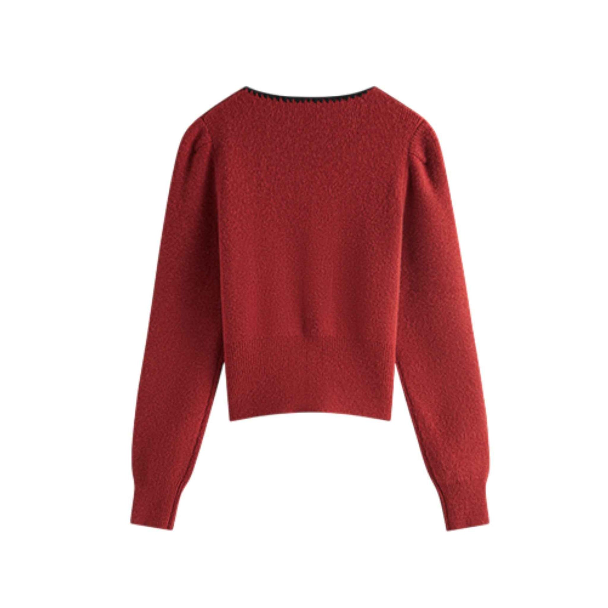 Lady in Red | バイカラー ニットカーディガン