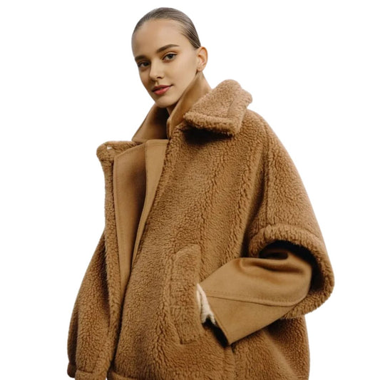 Women's teddy bear cape poncho テディベア テディーベア ケープ ポンチョ ボア もこもこ 半袖コート