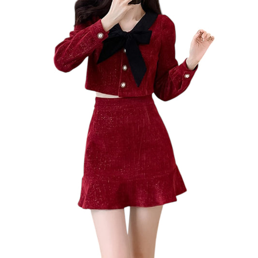 Ladies suit style up simple tweed miniskirt レディス スタイルアップ シンプル ツイード ミニスカート