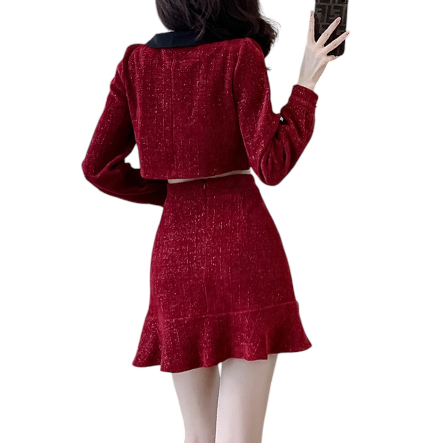 Ladies suit style up simple tweed miniskirt レディス スタイルアップ シンプル ツイード ミニスカート