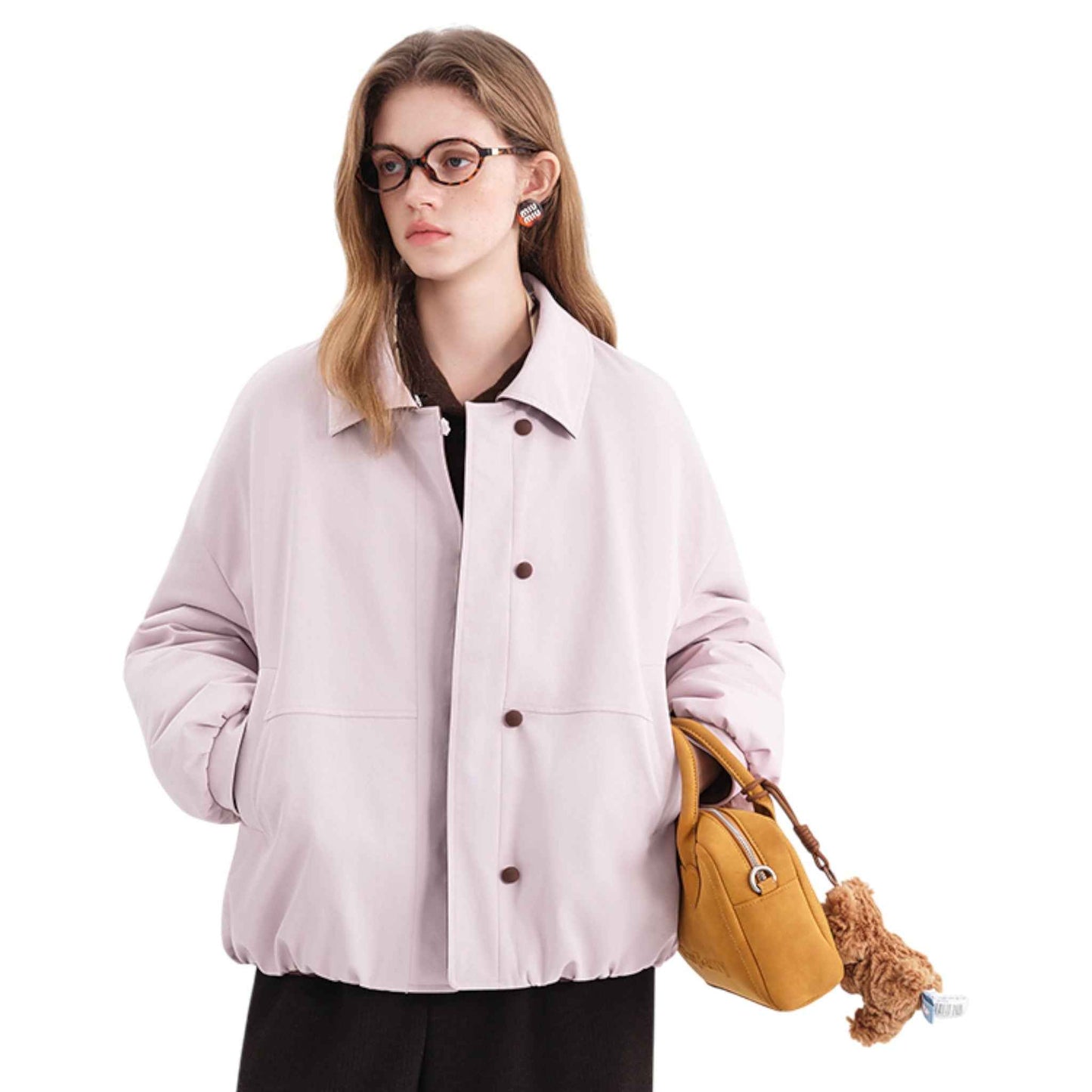 Retro Chic | 着脱式ファー襟 バイカラー ジャケット