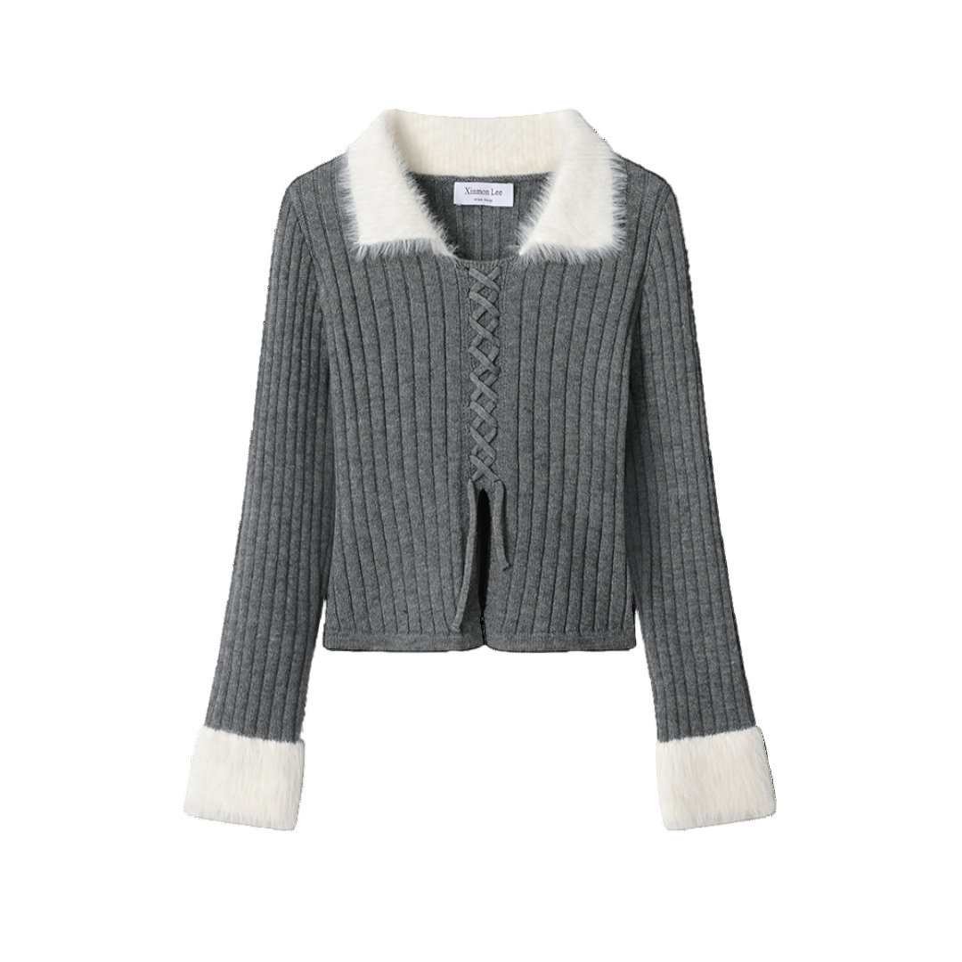 Designer Premium Knit アシンメトリー フリンジニット