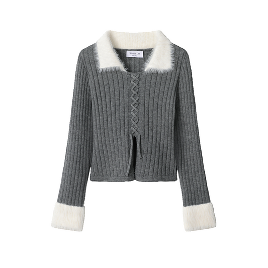 Designer Premium Knit アシンメトリー フリンジニット