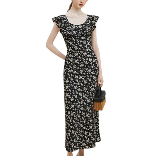 Small floral print waist mark pencil dress 小花柄 ウエストマークペンシルワンピース