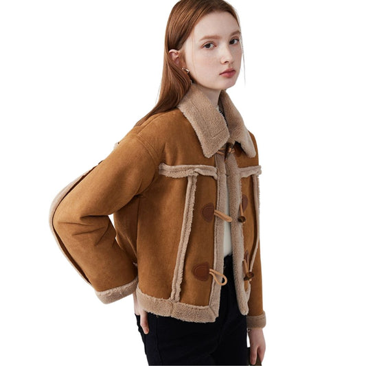 Faux Mouton string short duffel coat for women エコムートン ショート丈 ダッフル ジャケット コート