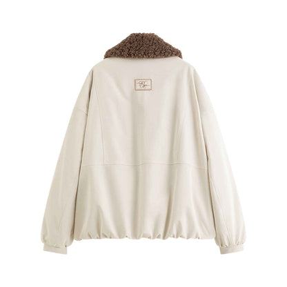 Retro Chic | 着脱式ファー襟 バイカラー ジャケット