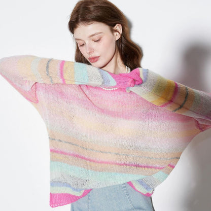 Mohair 11 color mix rainbow striped sweater モヘア 11色ミックスレインボーストライプセーター