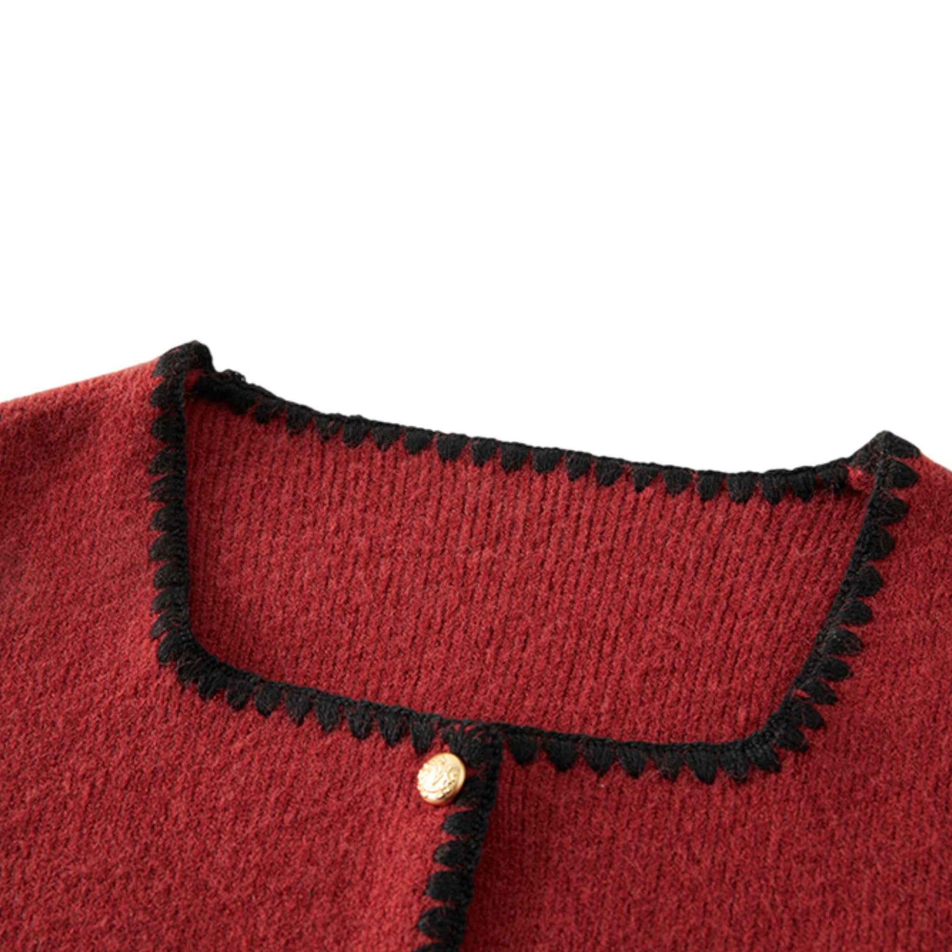 Lady in Red | バイカラー ニットカーディガン