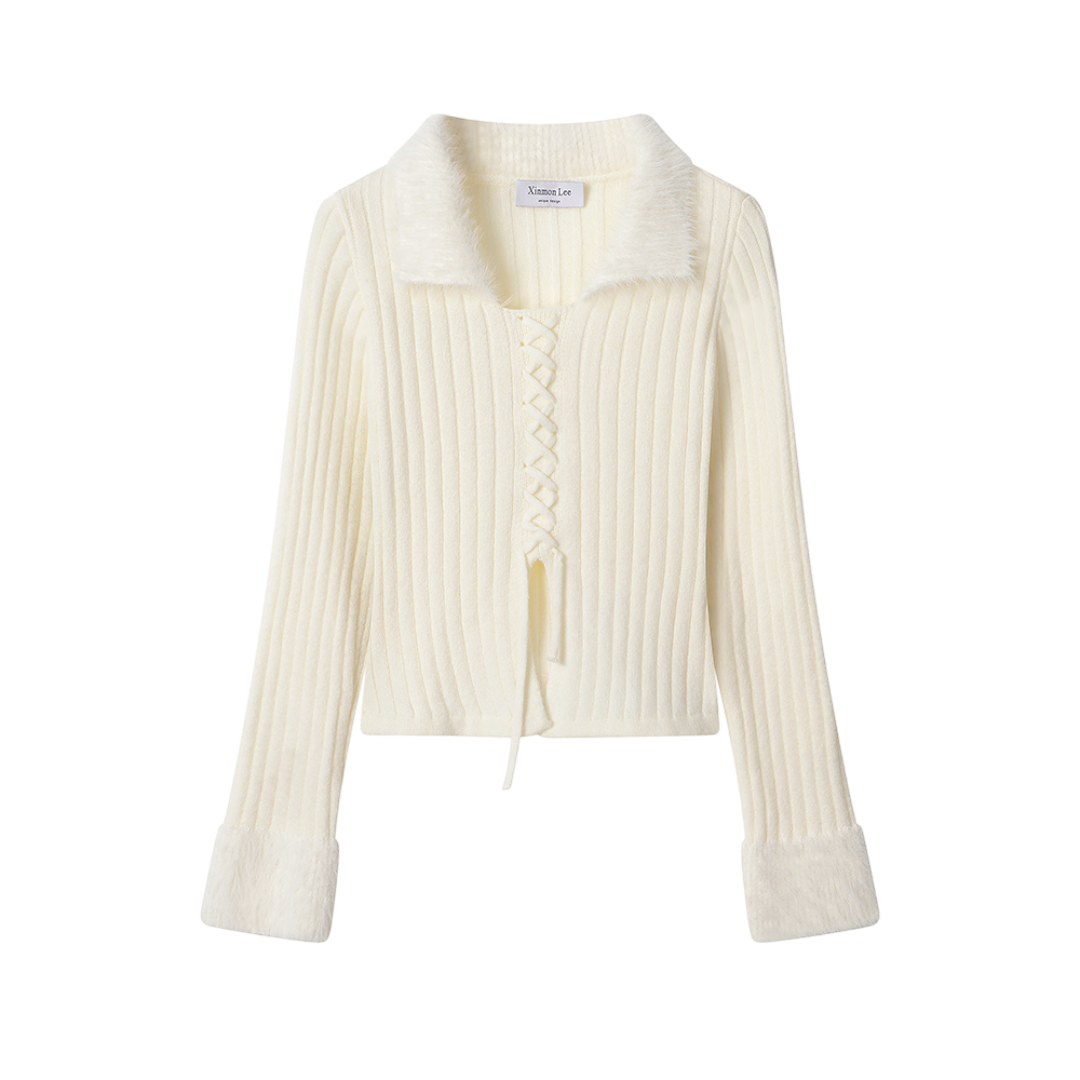 Designer Premium Knit アシンメトリー フリンジニット