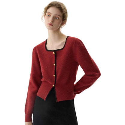 Lady in Red | バイカラー ニットカーディガン