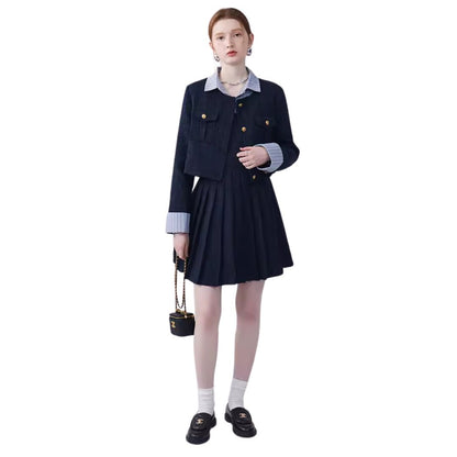 Navy Bicolor Tweed Jacket Dress Set up ネイビーバイカラーツイードジャケット ワンピース セットアップ