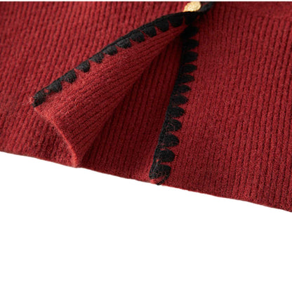 Lady in Red | バイカラー ニットカーディガン