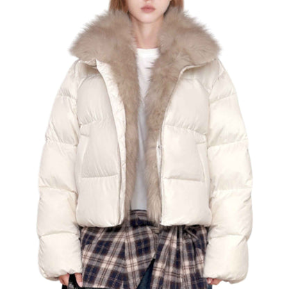 パフ ダウンジャケット｜ Luxury Color-Block Puff Down Jacket
