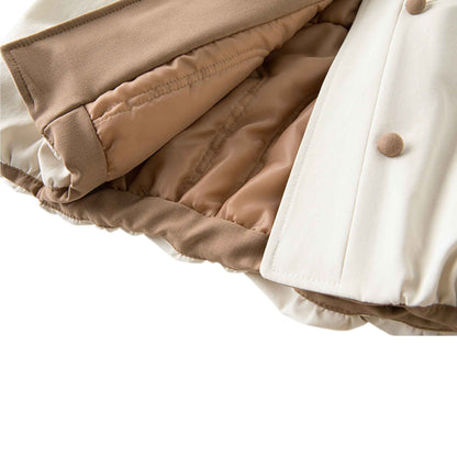 Retro Chic | 着脱式ファー襟 バイカラー ジャケット