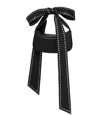 Bow Studded Bow Strap Handbag ユニセックス男女兼用レザースタッズリボンリベットポータブルトート ショルダーバッグ