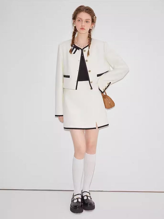 Small perfume wind fashion suit female spring 2024 new foreign-style ageing short jacket short skirt two-piece set