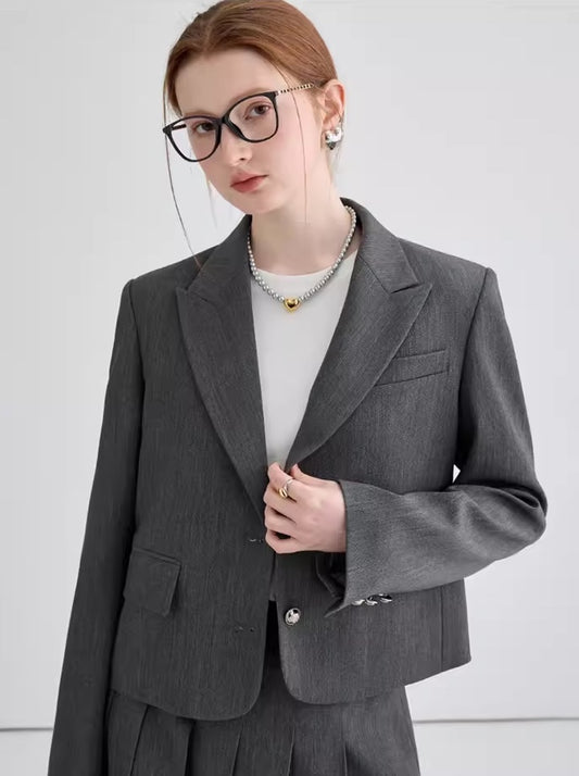 1.25 on the new [College sense of Gray Department] tight CELO spun light luxury low-key texture fashion suit